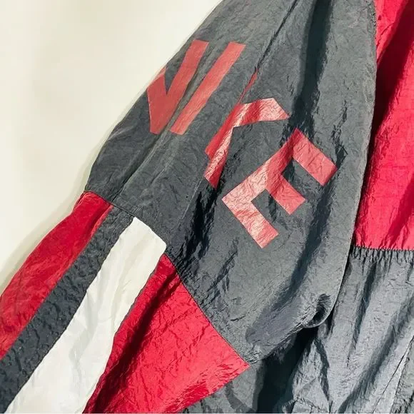 Vintage Nike Mens Dark Red Black And White Windbreaker Jacket XXL - Picture 2 of 9